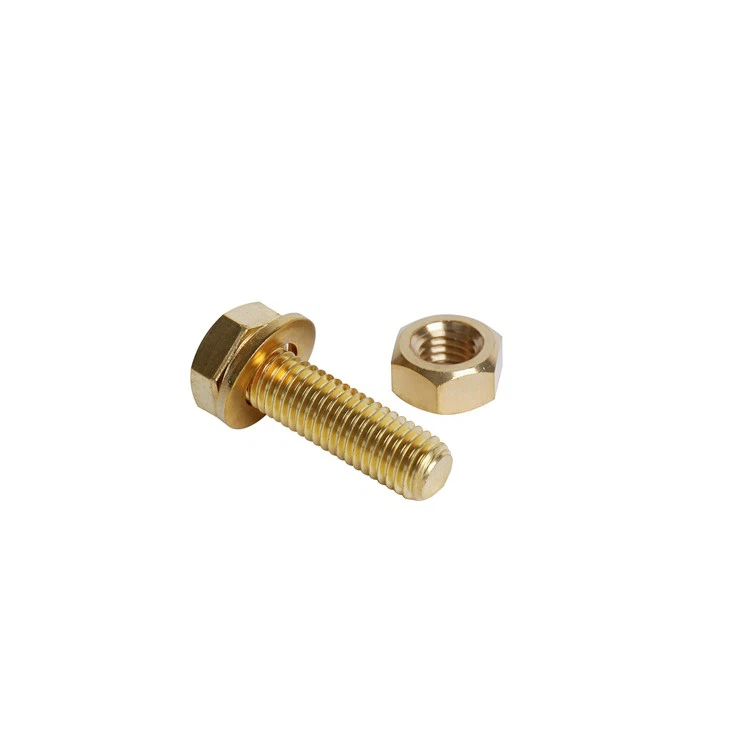 Brass Outer Hexagonal Bolt Screw Nut Flat Washer